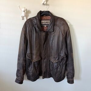 Vintage Sawyer of Napa Brown Leather Bomber Jacket - Men’s Large